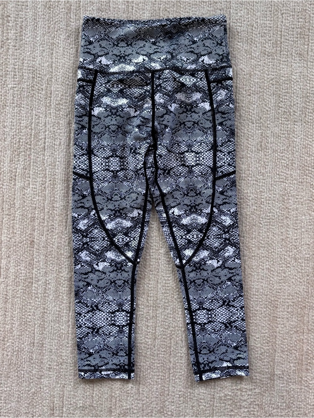ZYIA Navy & White Snake Print High-Waist Active Leggings